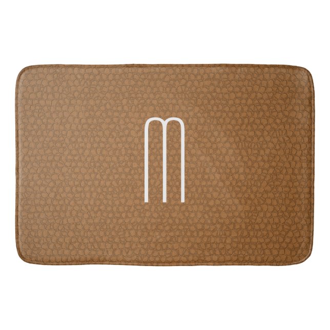 Tapis de bain faits sur commande simili cuir Brown (Devant)