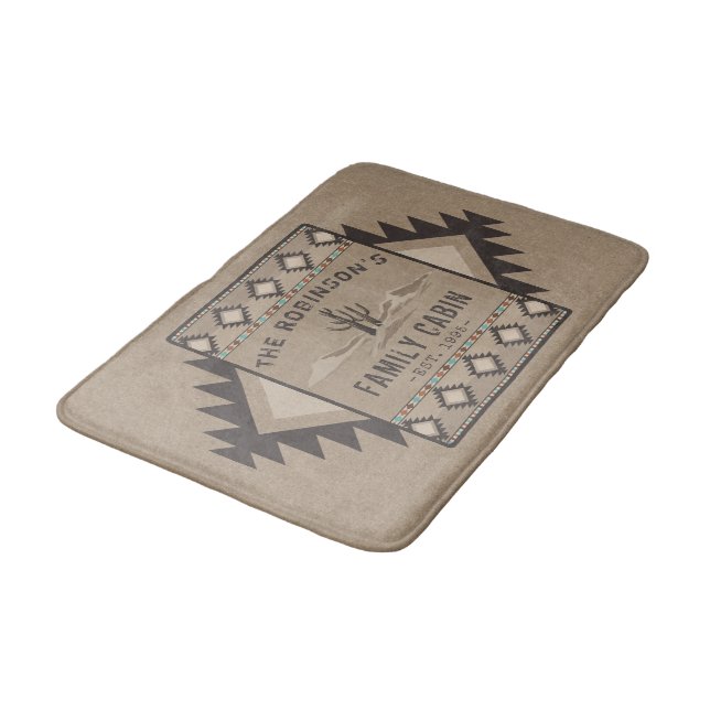 Tapis De Bain Famille Cabine Rustique Sud-Ouest Autochtone Cactu (Angle)