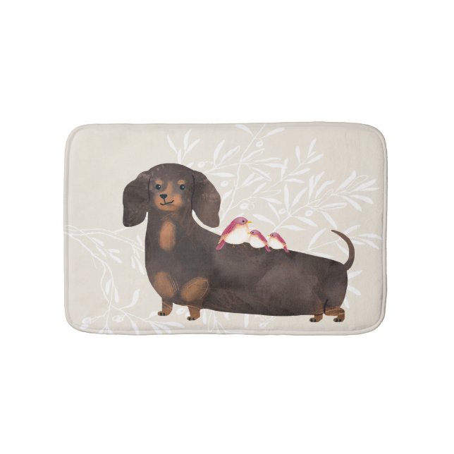 Tapis De Bain Famille Dachshund et Birds (Devant)