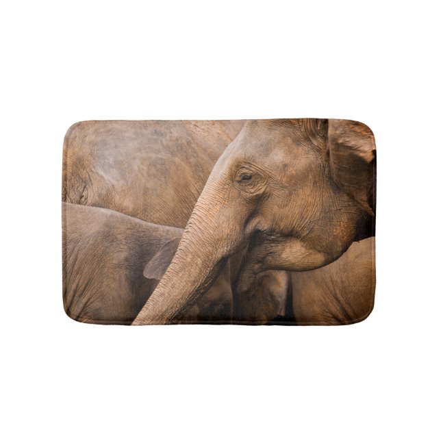 Tapis De Bain Famille des éléphants : Faune majestueuse (Devant)