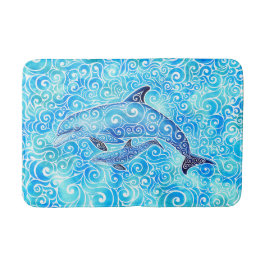 Tapis De Bain Famille tourbillonnant de dauphins