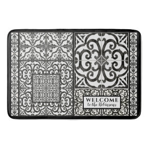 Tapis De Bain Farmhouse moderne Accueil Famille noire et blanche