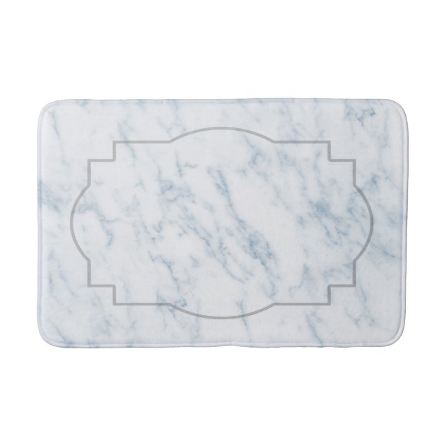 Tapis De Bain Faux blanc marbre texture gris cadre (Devant)