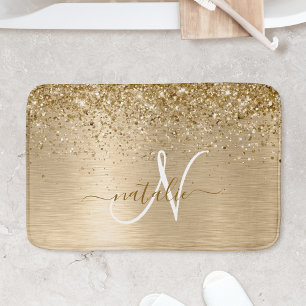 Tapis De Bain Faux Gold brossé Parties scintillant métallique Im