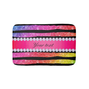 Tapis De Bain Faux Rainbow Neon Parties scintillant Grille Diama