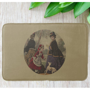 Tapis De Bain Femme Victorienne Fille & Chien Sur Une Promenade