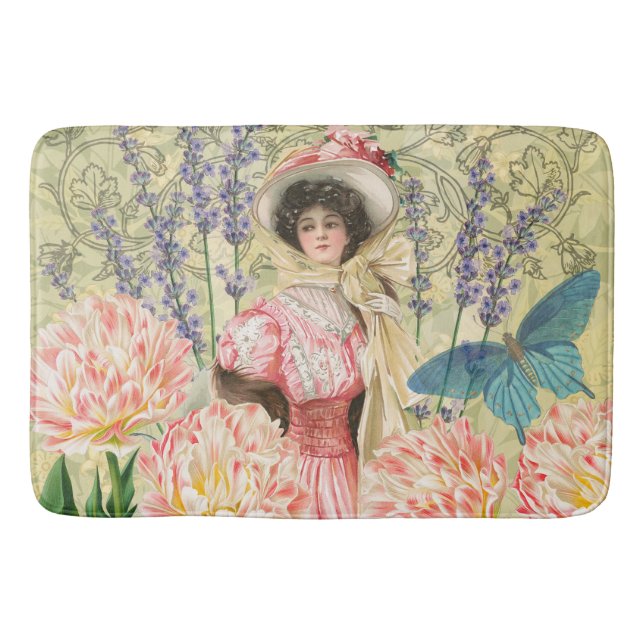 Tapis De Bain Femme victorienne florale rose Régence (Devant)