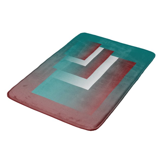 Tapis De Bain Fenêtres en blanc bordeaux turquoise (Angle)