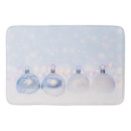 Tapis De Bain Festif boules de Noël en argent sur la neige