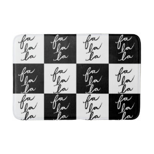 Tapis De Bain Festif moderne noir et blanc Fa La La Christmas