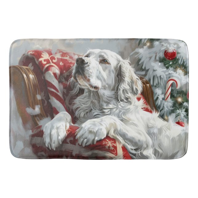 Tapis De Bain Festive de Noël de Chien Setter anglais (Devant)