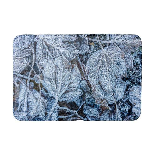 Tapis De Bain Fête de Noël Bleu Feuille Vacances de neige hiver (Devant)