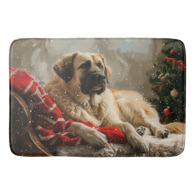 Tapis De Bain Fête de Noël des Chiens de Berger Anatoliens (Devant)