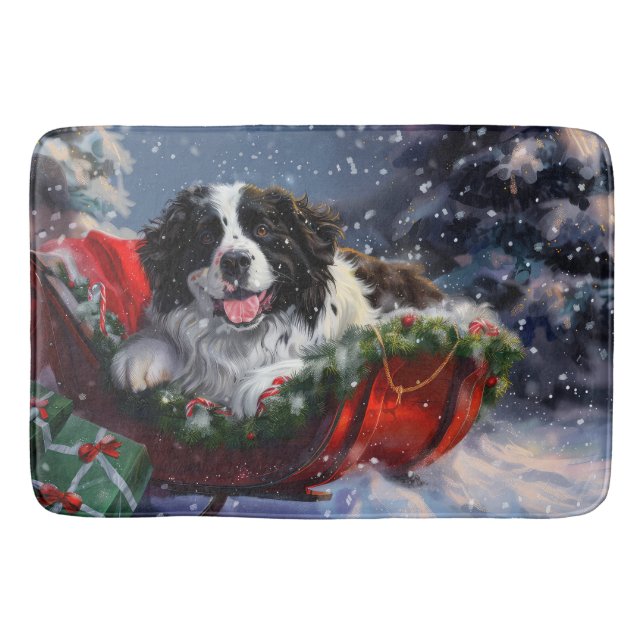 Tapis De Bain Fête de Noël des chiens de Terre-Neuve (Devant)