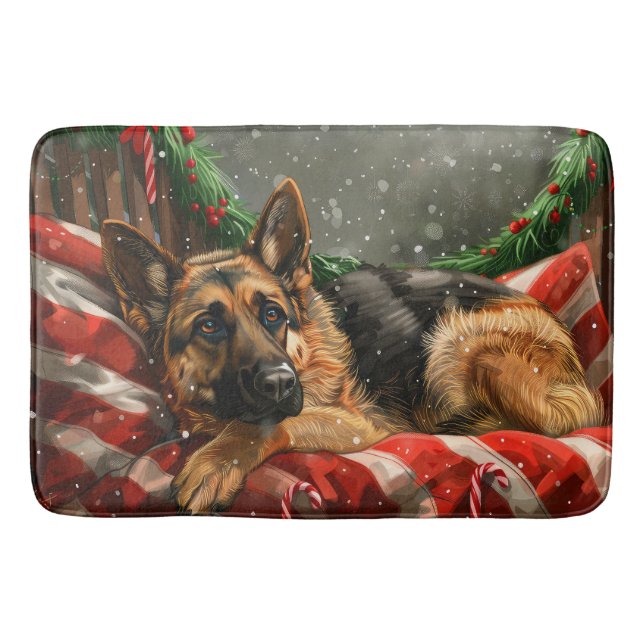 Tapis De Bain Fête de Noël du berger allemand Chien (Devant)