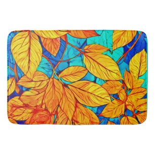 Tapis De Bain Feuillage d'automne doré : Peinture Feuille brilla
