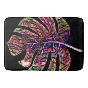 Tapis De Bain Feuille brillante néon tropicale
