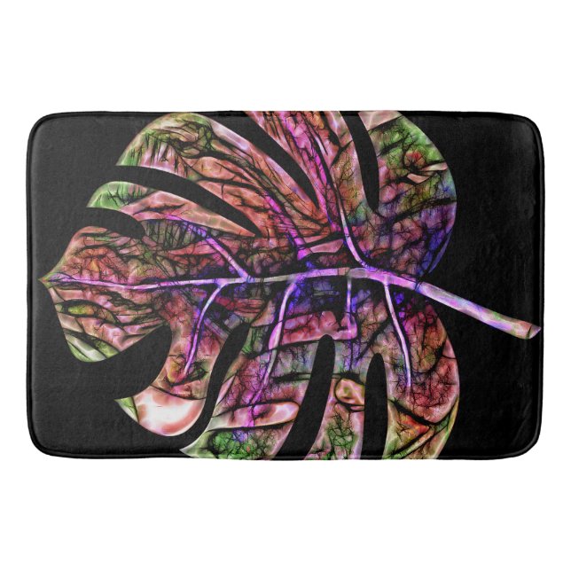 Tapis De Bain Feuille claire de néon tropical (Devant)