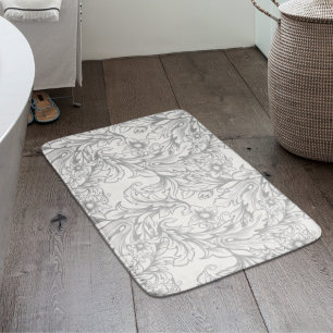 Tapis De Bain Feuille d'acanthe baroque grise