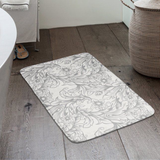 Tapis De Bain Feuille d'acanthe baroque grise (Créateur téléchargé)