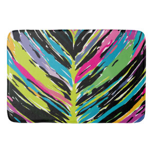 Tapis De Bain Feuille tropicale Abstraite vibrante multicolore