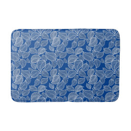 Tapis De Bain Feuilles blancs sur le billard bleu
