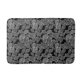 Tapis De Bain Feuilles blancs sur le chaudron noir