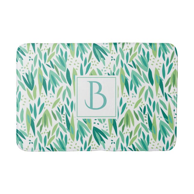 Tapis De Bain Feuilles Botaniques Vertes Motif sans couture (Devant)