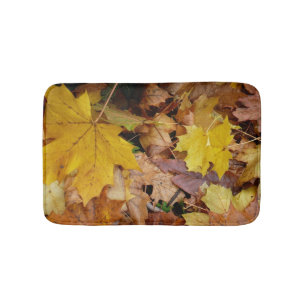 Tapis De Bain Feuilles de Érable Tombées Jaune Automne Nature