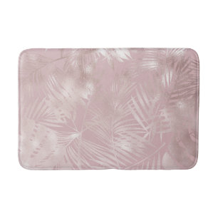 Tapis De Bain Feuilles de palmier tropical botanique rose or ros