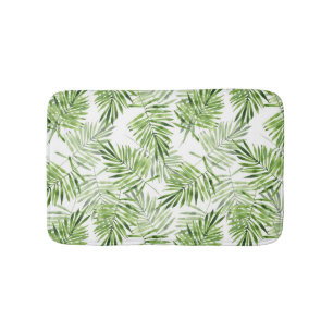 Tapis De Bain Feuilles de palmiers verts. Motif aquarelle