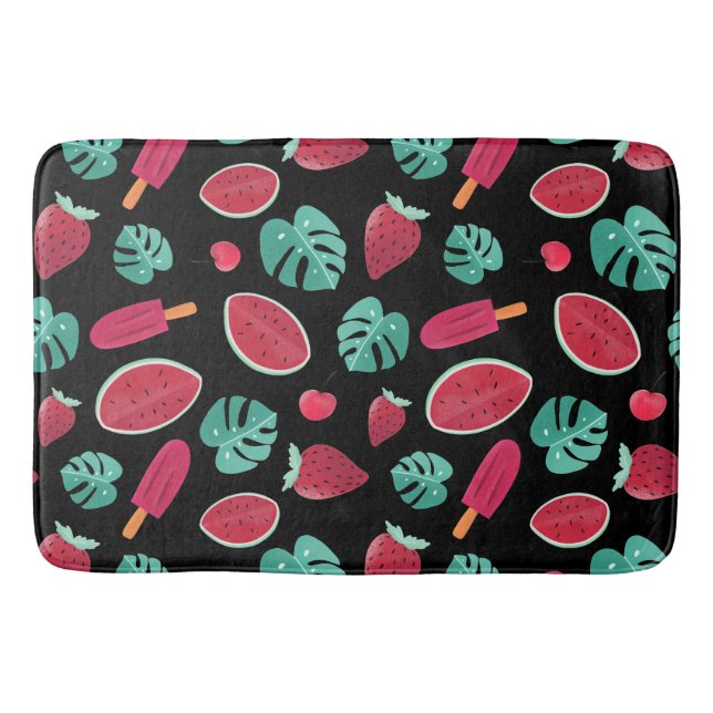 Tapis De Bain Feuilles de pavot, cerise, fraise et pastèque (Devant)