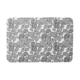 Tapis De Bain Feuilles noirs sur chaume blanche