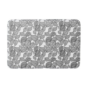 Tapis De Bain Feuilles noirs sur chaume blanche