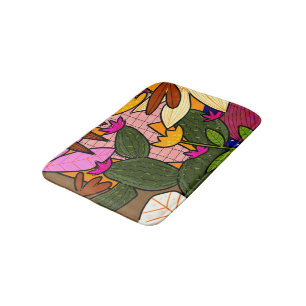 Tapis De Bain feuilles tropicaux Abstraits et fleurs