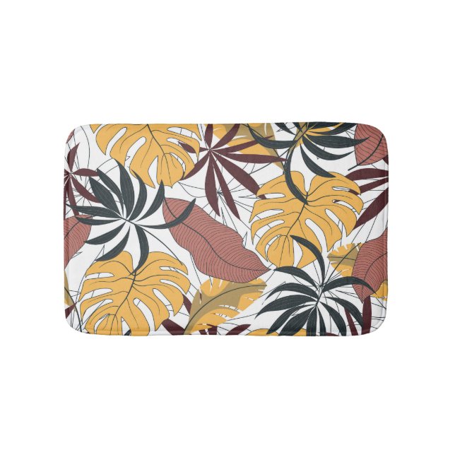 Tapis De Bain Feuilles tropicaux : arrière - plan dynamique et t (Devant)