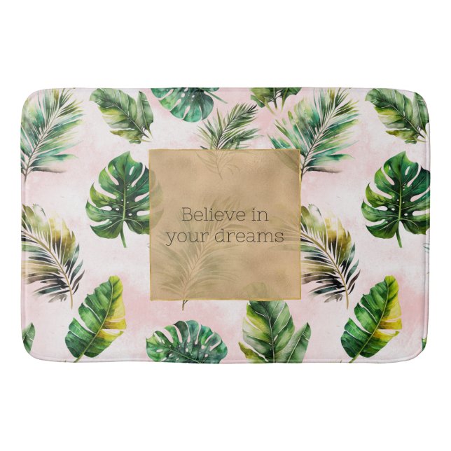 Tapis De Bain Feuilles tropicaux du sable rose (Devant)