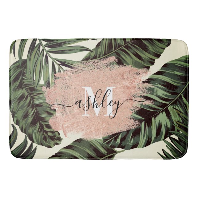 Tapis De Bain Feuilles tropicaux et Parties scintillant (Devant)