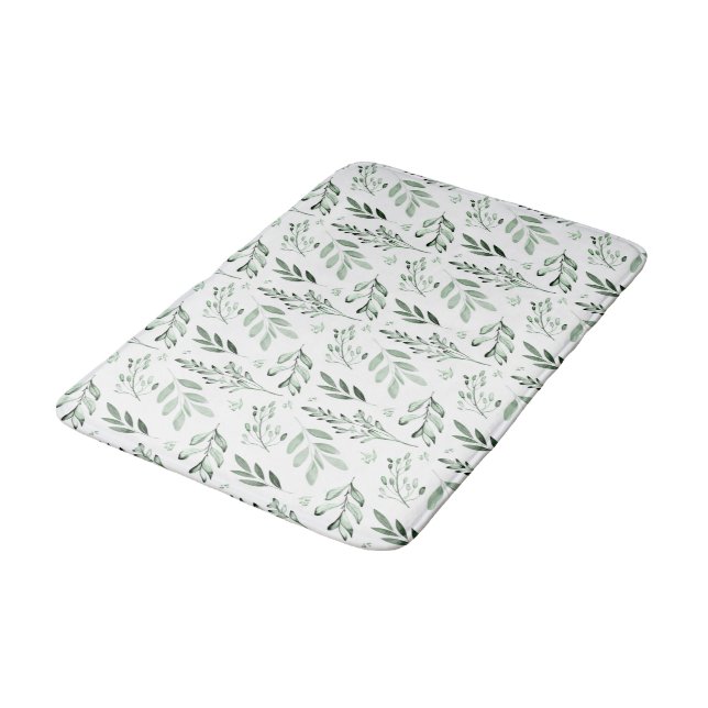 Tapis De Bain Feuilles verts (Angle)