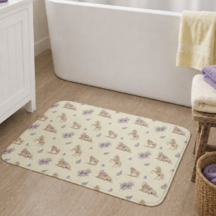 Tapis De Bain Fille Cheval Jaune Violet Motif Floral