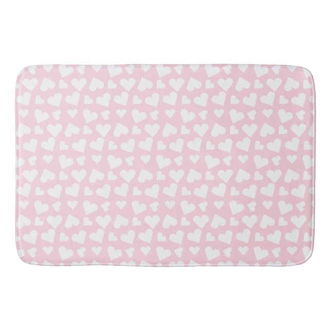 Tapis De Bain Fille Coeur Motif rose blanc (Devant)