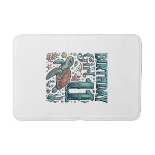 Tapis De Bain Fille d'anniversaire 11 Tortue de mer Gravure vint