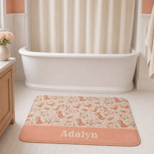 Tapis De Bain Fille pêche cowgirl occidentale shabby chic monogr