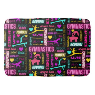 Tapis De Bain Filles colorées Gymnastique Glossaire Typographie