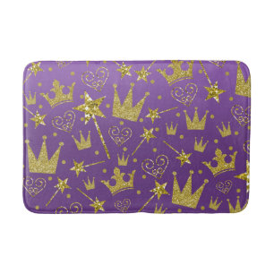 Tapis De Bain Filles princesse paillettes pourpre et or royal