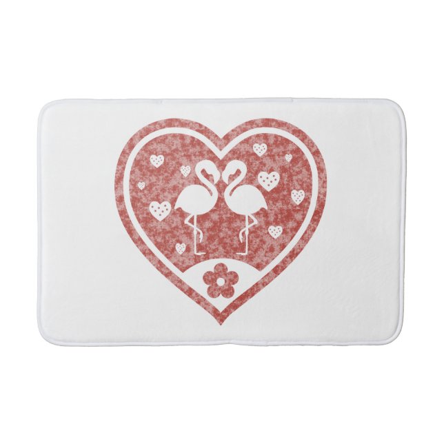 Tapis De Bain Flamant rose de coeur texturé (Devant)