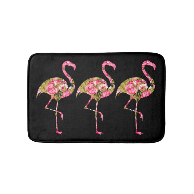 Tapis De Bain Flamants roses floraux tropicaux (Devant)