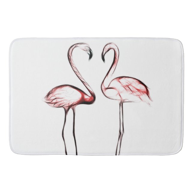 Tapis De Bain Flamants Roses Rose Pêche Tropical (Devant)