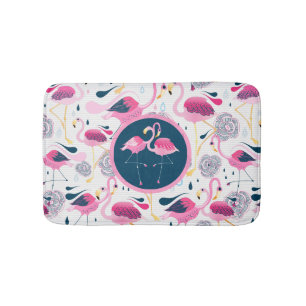Tapis De Bain Flamants roses roses stylisé Motif d'illustration