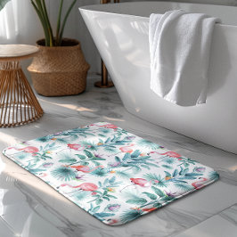 Tapis De Bain Flamants roses tropicaux feuille motif